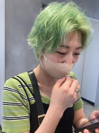 ショート カラー パーマ ✳️ウルフ/メンズ/ スパイラルパーマ✳️のヘアスタイル