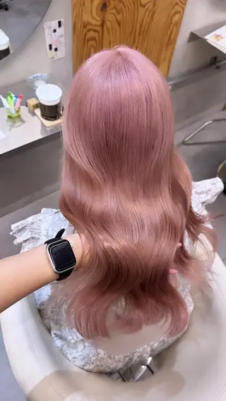 ロング カラー ハイトーン縮毛/暖色 なーな🎀🤍のヘアスタイル