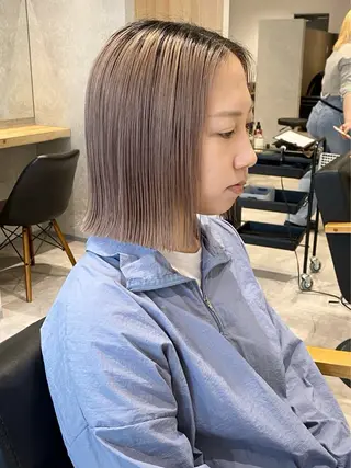 ミディアム カラー saki🌼ボブ× 透明感カラー🌼のヘアスタイル
