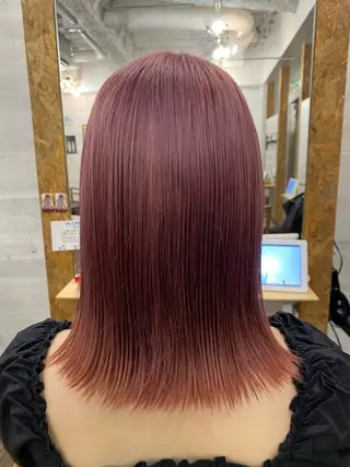 ミディアム カラー ブリーチ毛対応酸性 ストレート🌈サキのヘアスタイル