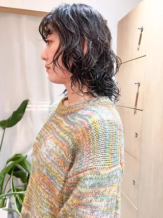 ミディアム パーマ ミディアムパーマ /癖毛パーマのヘアスタイル