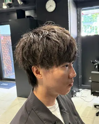 ショート メンズ 【フェザーパーマ】 【縮毛矯正】鶴田文のヘアスタイル