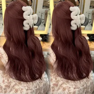 ロング カラー Miyu's所属・𝑨𝑲𝑶 🍒/ ピンクカラーのヘアスタイル