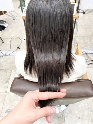 セミロング パーマ ハイライト&曲がる 縮毛矯正特化 玉置のヘアスタイル