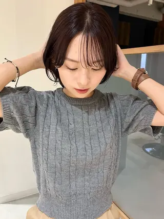 ショート カラー 似合わせぷつっとボブ 縮毛矯正 久保田彩菜のヘアスタイル