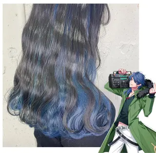 セミロング カラー GARU-ガル-所属・TSUNO🦖 派手髪/オタク美容師のヘアスタイル