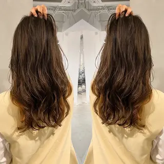 セミロング カラー パーマ レイヤーカットのプロ 大人ヘア宮森貴志のヘアスタイル