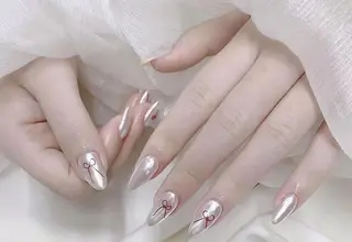 ロング 波 なみのネイルデザイン