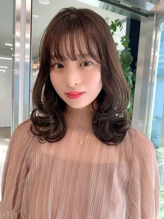 ミディアム カラー 透明感/オリーブ/ グレージュ/YUKAのヘアスタイル