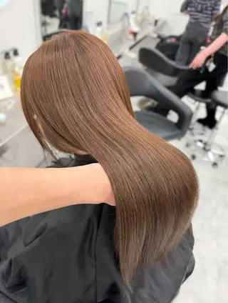 セミロング カラー ブリーチなし🤍透明 感カラー🤍しゅうじのヘアスタイル