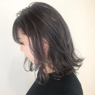 ミディアム カラー 韓国レイヤーカット/ ダブルカラーのヘアスタイル