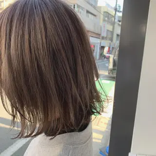 ミディアム カラー パーマ/透明感カラー /ボブ/吉田一生のヘアスタイル
