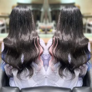 ロング カラー ヘアアレンジ パーマ キッズ メンズ ♡SNSで大バズり♡ コリアン羽エクステ◎のヘアスタイル