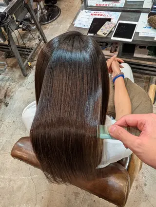 ミディアム パーマ カラー 美髪矯正/縮毛矯正/ 髪質改善/店長 山下のヘアスタイル