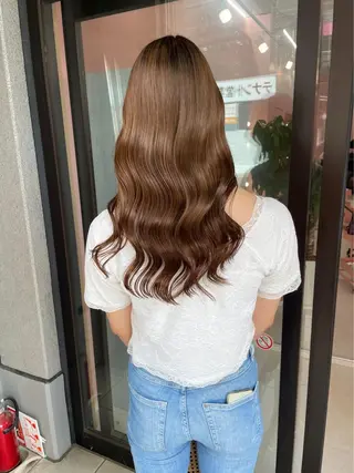 セミロング カラー 韓国ヘア特化💍 tiam💍ブリーチのヘアスタイル