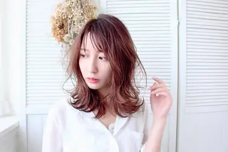 セミロング カラー パーマ リルウヘアー 天王寺のヘアスタイル