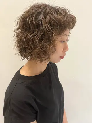 ミディアム カラー パーマ ニュアンスヘア☆樋口 希世☆のヘアスタイル