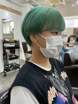 ショート カラー パーマ/透明感カラー /ボブ/吉田一生のヘアスタイル