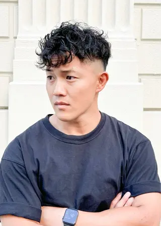 ショート パーマ メンズ DAD　BARBERSHOP所属・三宮メンズカット ヨシイッキのヘアスタイル