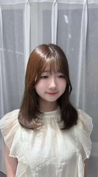 ミディアム カラー 心愛/天神/レイヤー /透明感カラー/艶髪のヘアスタイル