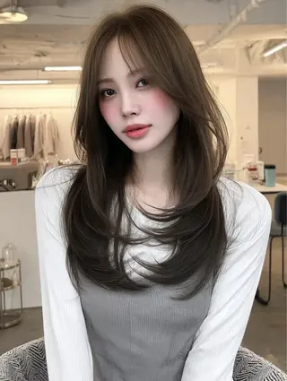 ロング カラー 🫧ナオ🫧 /韓国 ヘア/ マンツーマンのヘアスタイル