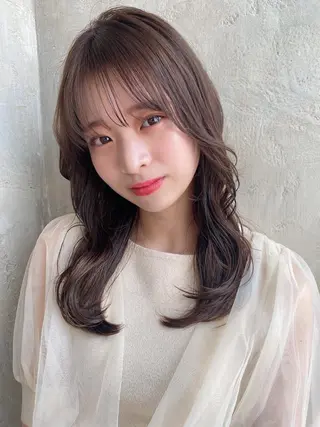 セミロング カラー 顔周り/くびれヘア 韓国ヘア💕風間るなのヘアスタイル