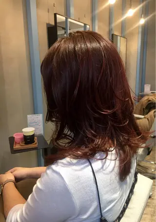 ミディアム 所渉/韓国レイヤー /ウルフカットのヘアスタイル