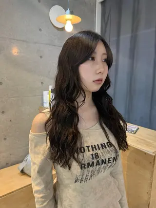 セミロング デジタルパーマ/ ウェーブパーマ/神野のヘアスタイル