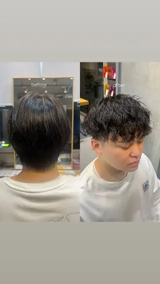 ショート パーマ メンズ elima 調布所属・ちせ/ 透明感カラー /調布˚ 🦢₊✧のヘアスタイル