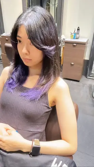 ミディアム カラー ブリーチ＆縮毛矯正 🧸tomoki🧸のヘアスタイル