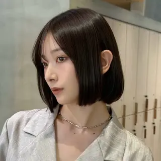 ショート ボブ/レイヤー/ 縮毛矯正/ 渡邊莉玖のヘアスタイル