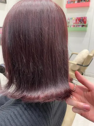 ミディアム カラー ハッシュカット レイヤー池袋のヘアスタイル