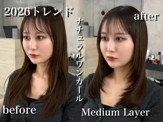 セミロング カラー 垢抜けトレンド レイヤー🩵廣戸楓のヘアスタイル