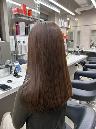 ロング カラー パーマ ヘアアレンジ メンズ キッズ ブリーチなしカラー/ ブラウン/レイヤーのヘアスタイル