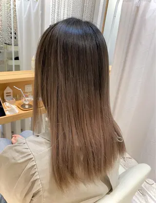 ロング カラー ブリーチなしWカラー /酸性ストレート河本のヘアスタイル