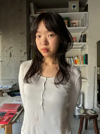 セミロング カラー 永田 愛莉のヘアスタイル