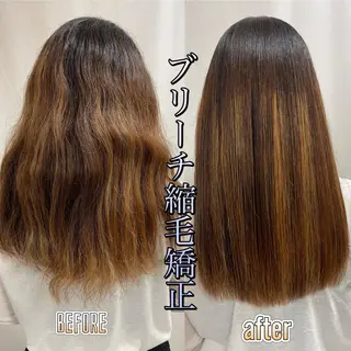 セミロング パーマ 髪質改善/縮毛矯正 /ブリーチ矯正/岡部のヘアスタイル