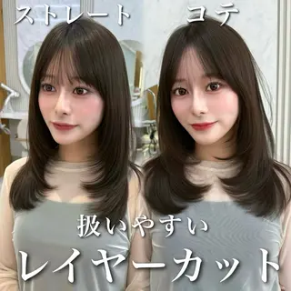 ミディアム カラー 結べるレイヤー/ ミディアム/島田 佑のヘアスタイル