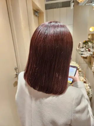 ミディアム カラー あかね☆ヘアアレンジ /ボブ/縮毛矯正のヘアスタイル