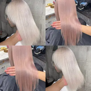 ミディアム カラー ヘアアレンジ 複雑履歴修正/ ハイトーン職人/拓真のヘアスタイル