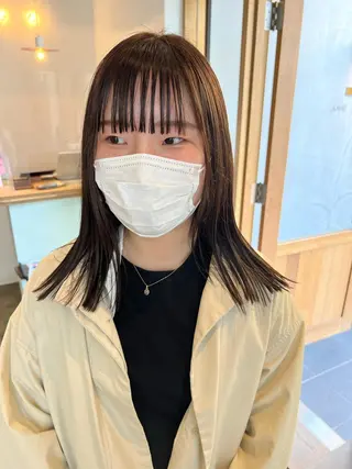 ミディアム カラー ミディアムパーマ /癖毛パーマのヘアスタイル