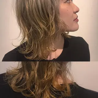 ミディアム カラー 堀江/心斎橋/西大橋 四ツ橋【Vers】のヘアスタイル