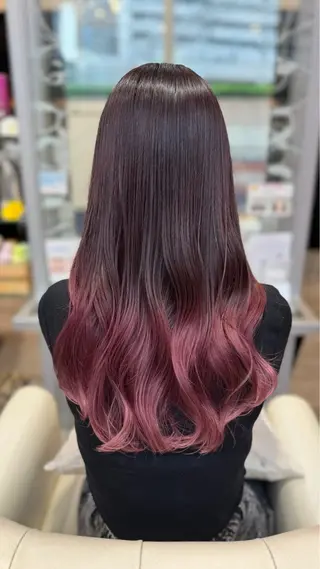 ロング Will梅田店所属・miu/韓国風 デザインカラーのヘアスタイル