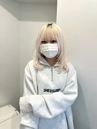 ロング カラー 切りっぱなしボブ レイヤー/縮毛矯正のヘアスタイル