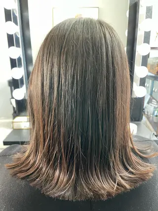 ミディアム カラー ブリーチなし透明感 タケザワミキのヘアスタイル