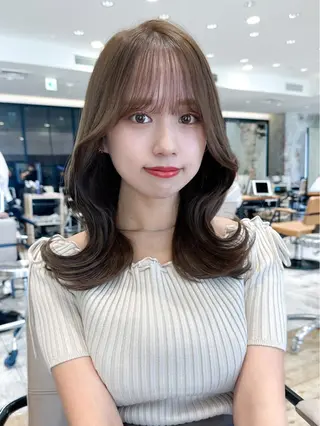 セミロング カラー 顔周り/くびれヘア 韓国ヘア💕風間るなのヘアスタイル