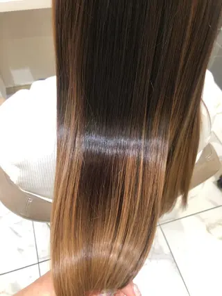 ロング 三箇島陽香/髪質改善 クロスパーマ縮毛矯正のヘアスタイル