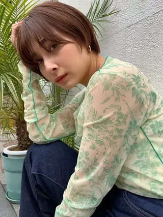 ショート や ぎ /神戸美容室 /顔まわりレイヤーのヘアスタイル