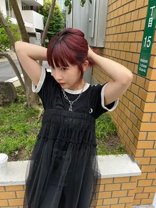 ミディアム カラー ヘアアレンジ umu.［韓国ヘア /ダウンパーマ］のヘアスタイル