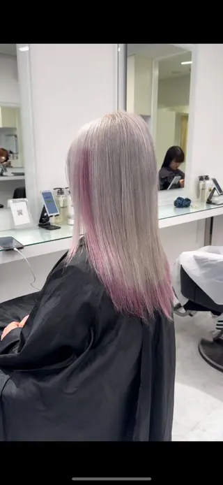 ロング カラー ヘアアレンジ ハイトーン艶カラー 🤍ゆうひのヘアスタイル